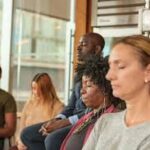Group meditating